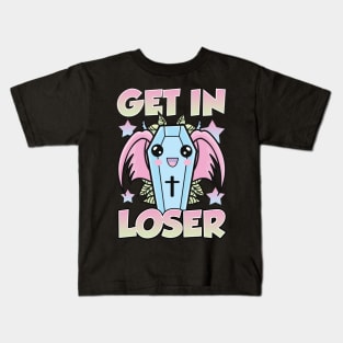 Cute & Funny Get In Loser Kawaii Coffin Anime Goth Kids T-Shirt